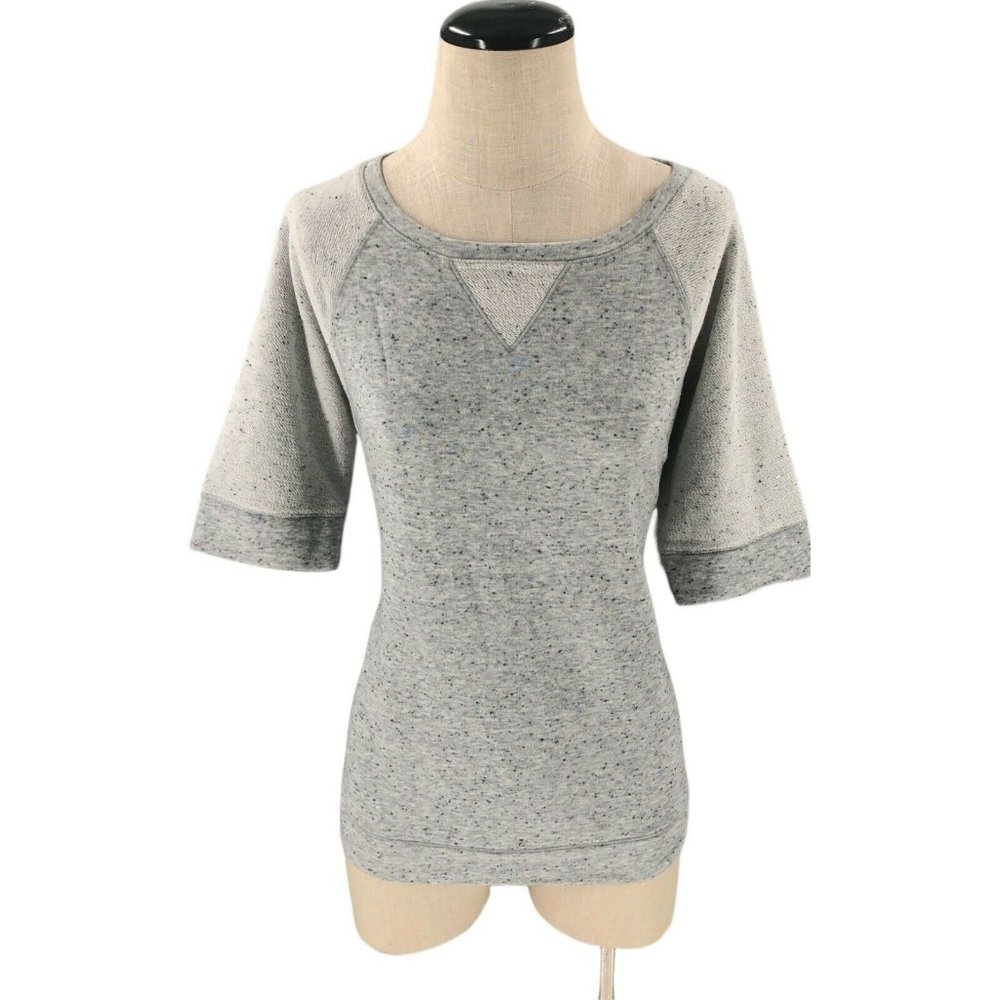 Calvin Klein Womens Sweater Large L Gray Top Shirt Dolman Short Sleeve Knit EUC